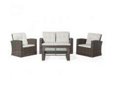 Beliani - Lounge 4er Set Braun in Rattanoptik Beige Bezüge Mit Sitzkissen Dekorativ Elegant Modern