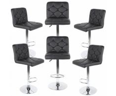 6er Set Barhocker Barstuhl Tresenhocker mit Lehne Stuhl drehbar Chrom Schwarz