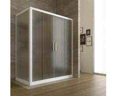 Duschkabine in PVC 140x90 CM H190 Satiniert Chinchilla mod. Star weißes Profil