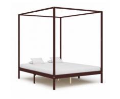 Himmelbett-Gestell Dunkelbraun Massivholz Kiefer 160 x 200 cm DDH24162 - Hommoo
