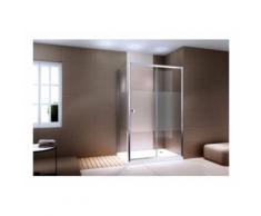 Duschkabine Eckdusche NANO Echtglas EX504 - Milchglas Streifen - 80x120x195cm