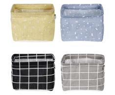 Norcks - Leinen Speicher Organizer Sets, 4 Stück Aufbewahrungskorb,Organizer mit Griffen,Faltbare