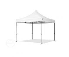 3x3 m Faltpavillon TOOLPORT, PREMIUM Stahl 40mm, Seitenteile mit Rechteckfenstern, weiß