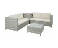 Rattan Lounge Siena - Loungemöbel, Gartenmöbel, Gartengarnitur - hellgrau