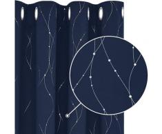 Verdunklungsvorhang Gardine mit Ösen, 2er Set, 117x229 cm(BreitexHöhe), Dunkelblau - Dunkelblau