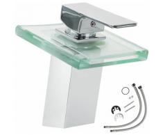 Wasserhahn Wasserfall Glas eckiger Auslauf