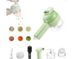 Tragbares elektrisches 4-in-1-Gemüseschneider-Set, kabellose Küchenmaschine für Knoblauch, Paprika,