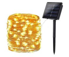 Solar Lichterkette Aussen, 12M 100 led Außen Lichterkette Wasserdicht Kupferdraht Solarlichterkette