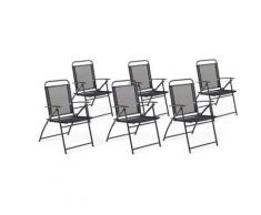 Beliani - Gartenstuhl 6er Set Schwarz Textil Stahl Klappbar Modern Balkon Terrasse Outdoor