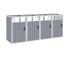 Youthup - Mülltonnenbox für 4 Mülltonnen Grau 286×81×121 cm Stahl