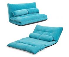 Relax4life - Bodensofa Klappbar, Schlafsofa inkl. 2 Kissen, 3 in 1 Schlafsessel mit 6-stufig