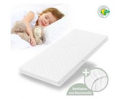 Kindermatratze pur+ 80x160 cm mit Baumwoll-Spannbettlaken
