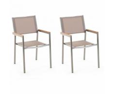 Gartenstuhl beige 2er Set Edelstahl GROSSETO