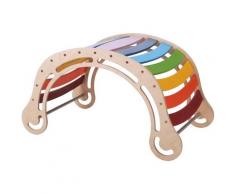 XXL-Wippe Waldorf aus Holz Regenbogenfarben | Indoor Kletterbogen / Klettergerüst für Kinder |