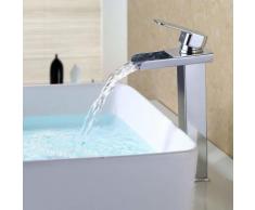 Wasserhahn Wassrerfall Hohe Badarmatur Armatur Chrom Waschtischarmatur Mischbatterie