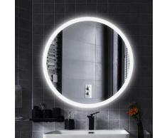 LED Anti-Fog Rund Badspiegel Wandspiegel Mattierter Gürtel kühles Weiß 80x80cm