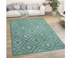 Outdoor Teppich Wetterfest Wohnzimmer Küchenteppich Skandi Ethno Muster Uni 3D 80x250 cm, Türkis 2