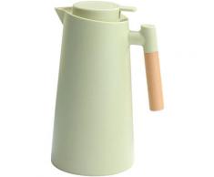 1L Thermo-Kaffeekaraffe Doppelwandige Vakuum-Kaffeekanne Thermokaraffe Thermoskanne mit Holzgriff