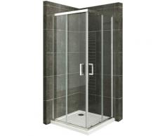 Duschkabine mit Schiebetüren Eckdusche mit Rollensystem aus ESG Glas 190cm Hoch 80x120