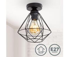 Deckenlampe schwarz Metall Draht Vintage Industrielampe Retroleuchte E27 Käfig