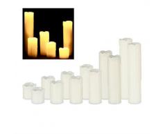 12 x LED Kerze im Set, Echtwachskerzen flammenlos, elektrische Kerzen flackernd, Batterie,