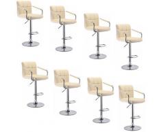 Oobest - 8 Barhocker mit Armlehnen Lehne Belastbar Höhenverstellbar bis 120kg Beige