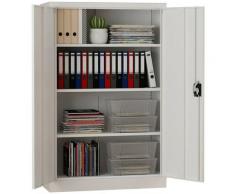 Midori - Aktenschrank Büroschrank Metallschrank Flügeltürenschrank Lagerschrank 3 Böden Grau - Grau