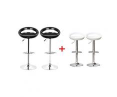 Barhocker ABS 360°frei drehbar höhenverstellbar mit Fußstütze für Küche | Weiß+Schwarz| 4 per-Set