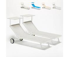 2 Sonnenliegen Strandliegen aus Aluminium mit Rollen für Garten Swimmingpool ALABAMA | Grau