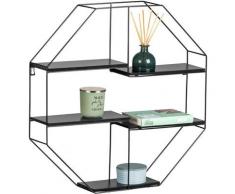 WENKO Industrial Wandregal Schwarz Metall Küchenregal Bücher Hängesystem OCTAGON - schwarz
