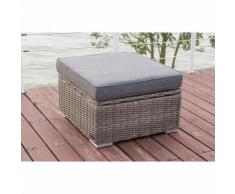 OUTFLEXX Hocker, grau, Polyrattan, 70 x 70 x 35 cm, verstellbare Sitzfläche, wasserfeste Kissenbox