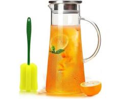 Ocxin - Wasserkaraffe Glas mit Deckel 1.5L Eistee Glaskaraffe Glaskanne aus Saft Karaffen Glaskrug