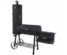 Hommoo Holzkohle Grill und Smoker mit Ablage Schwarz Heavy XXL