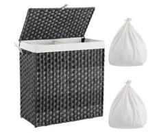 Wäschekorb aus Rattan, 110 l, Wäschesammler mit Deckel und Griffen, faltbarer Wäschesortierer, 2