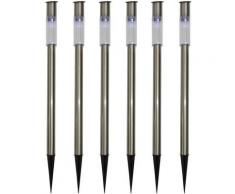 Solarlampe 6-er Stab Edelstahl LED 70 cm KYNAST GARDEN Solar - silber
