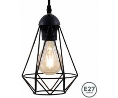 Pendelleuchte schwarz Metall Draht Vintage Industrielampe Decke Retroleuchte E27