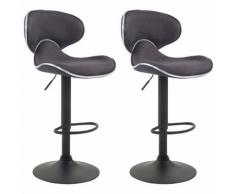2er Set Barhocker Las Vegas V2 Stoff-dunkelgrau-Schwarz