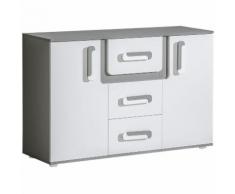 Jugendzimmer - Kommode Oskar 07, Farbe: Anthrazit / Weiß - 84 x 128 x 40 cm (H x B x T)