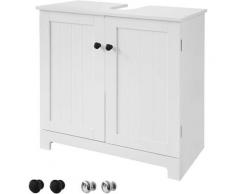 Sobuy - BZR18-W Waschbeckenunterschrank Badschrank Waschtisch Unterschrank Badmöbel weiß BHT ca: