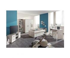 Jugendzimmer Bente in Eiche Sand Weiß 5 teiliges Komplett Set Kleiderschrank 90x200 Jugendbett