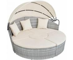 Tectake - Sonneninsel Rattan mit Aluminiumgestell und Sonnendach - Sonneninsel, Gartenliege,