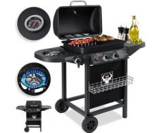 Kesser - ® Gasgrill mit 2 Hauptbrenner | 1 Seitenbrenner | Emaillierte Roste | Ablagekorb |