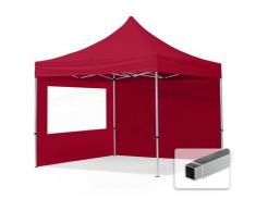 3x3 m Faltpavillon TOOLPORT, ECONOMY Alu 32mm, Seitenteile mit Panoramafenster, rot - rot