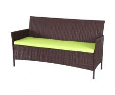 3-Sitzer Poly-Rattan Gartenbank Hamar, Sitzbank ~ braun-meliert, Kissen grün