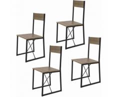 SoBuy FST67x4 4-er Set Esszimmerstuhl mit Rücken-Lehne Holzstuhl Balkonstuhl im Industrial-Look