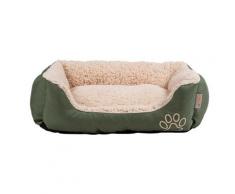 Hundebett Hundekissen Haustierbett Hundekorb Tierbett Hundesofa Olive/Beige 90x70x20 cm