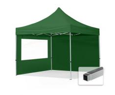 3x3 m Faltpavillon toolport, economy Alu 32mm, Seitenteile mit Panoramafenster, dunkelgrün