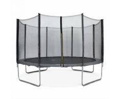 Rundes graues Trampolin Ø 400cm mit Schutznetz - Mercure - Gartentrampolin 400 cm 4m | PRO