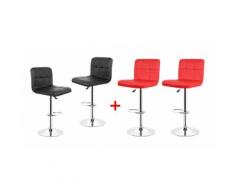 4er-Set Barhocker mit Fußstütze hoch drehbar höhenverstellbar Schwarz+Rot