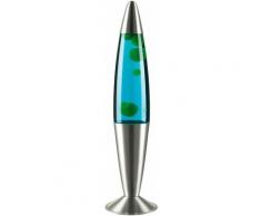 Licht-erlebnisse - Bunte Lavalampe Blau Wachs Flüssigkeit Grün JENNY H42cm - Grün, Blau, Silber